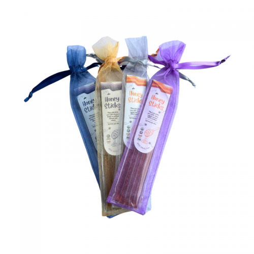 Honey sticks in organza bag...
